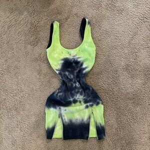 PrettyLittleThing PLT *RARE* tie dye zipper backless mini bodycon dress.